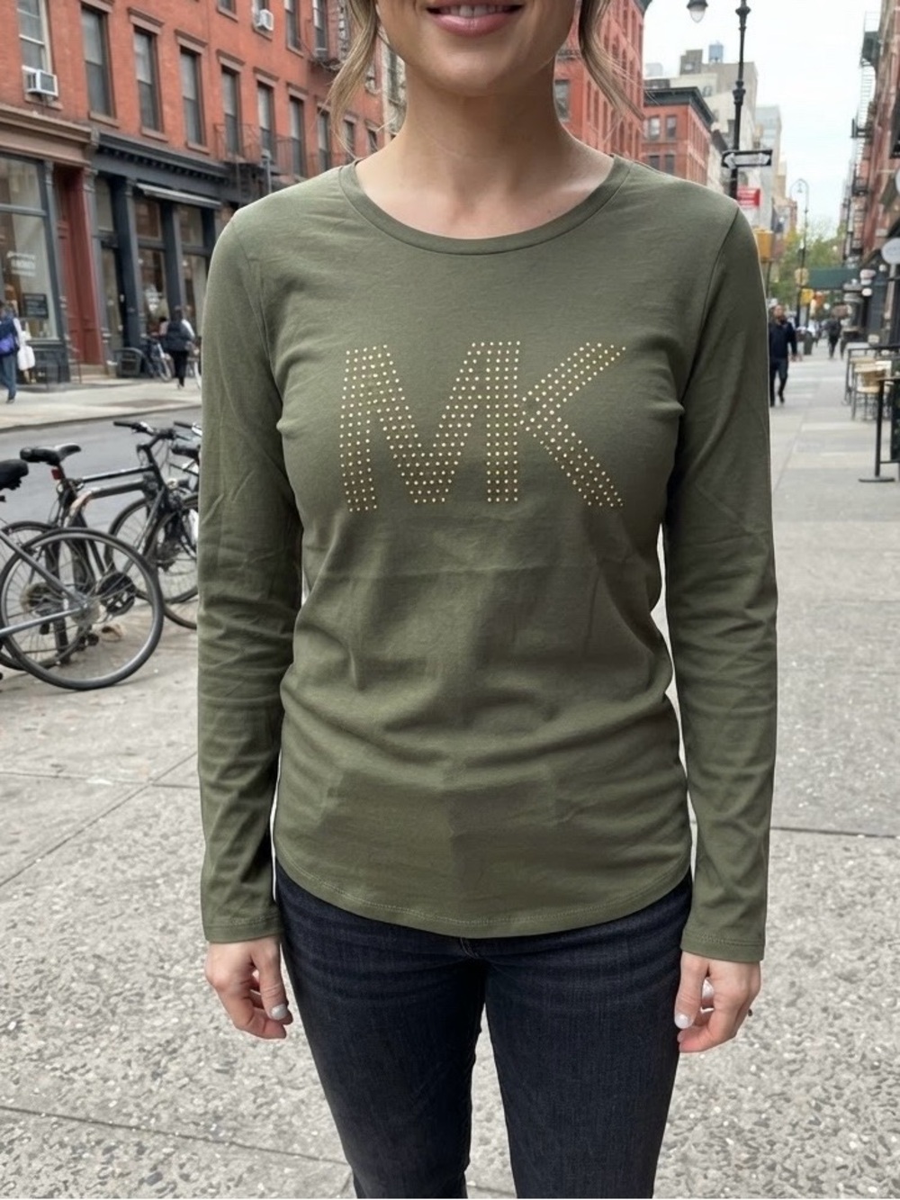 MICHAEL KORS Women’s Top NEW w/TAG Olive Green Color Cotton Size XL